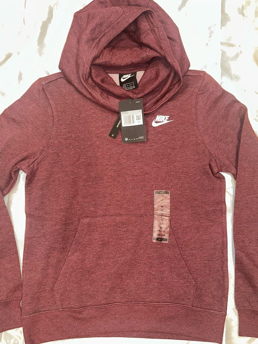 Women’s Nike Cowl Neck Hoodie Maroon with White Logo